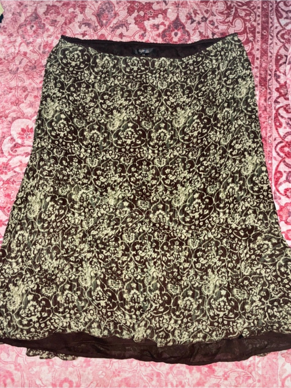 Boho green & Brown Floral Skirt